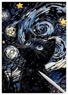 Zabawki kreatywne - Świecąca w Ciemności Zdrapka Czarny Kot 40x28 cm - miniaturka - grafika 1