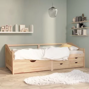 shumee shumee 3 osobowa sofa/łóżko z szufladami drewno sosnowe 90 x 200 cm - Łóżka - miniaturka - grafika 1