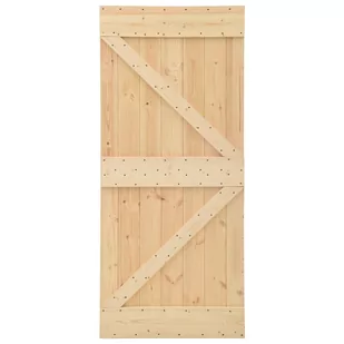 Drzwi przesuwne z osprzętem, 90x210 cm, lite drewno sosnowe | 3057595 VIDAXL - Drzwi wewnętrzne - miniaturka - grafika 4