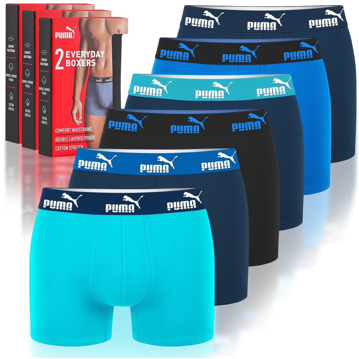 PUMA Bokserki Męskie 6 Sztuk Zestaw Bawełna Kolor Blue Navy Rozmiar M