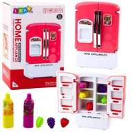 Zabawki AGD - Lodówka Zabawkowa Dla Dzieci Owoce Soki Światła Dźwięki Różowa LEAN Toys - miniaturka - grafika 1