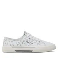 Buty dla dziewczynek - Tenisówki Pepe Jeans Brady Shine G PGS30562 Biały - miniaturka - grafika 1