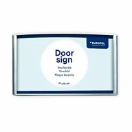 Systemy ekspozycyjne i znaki informacyjne - Europel EUROPEL znak na drzwi, prosty i elegancki, lekko zakrzywiony, 21 x 10 cm. Mocowanie na śrubę lub klej, orientacja pionowa lub pozioma, osłona z PCW, kolor srebrny/czarny, zawiera materiały montażowe 355506 - miniaturka - grafika 1