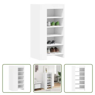The Living Store szafka na buty biała 52x37,5x100 cm materiał drewnopochodny - Szafki na buty - miniaturka - grafika 1