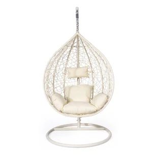 Kremowy fotel wiszący ze sztucznego rattanu Le Bonom Noela - Fotele ogrodowe wiszące - miniaturka - grafika 1