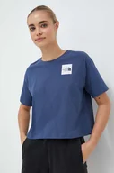 Koszulki sportowe damskie - The North Face t-shirt bawełniany kolor niebieski - miniaturka - grafika 1