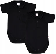 Body dla niemowląt - Body KR KOŁNIERZYK Polo 2PAK Czarny r 92 KLEKLE - miniaturka - grafika 1