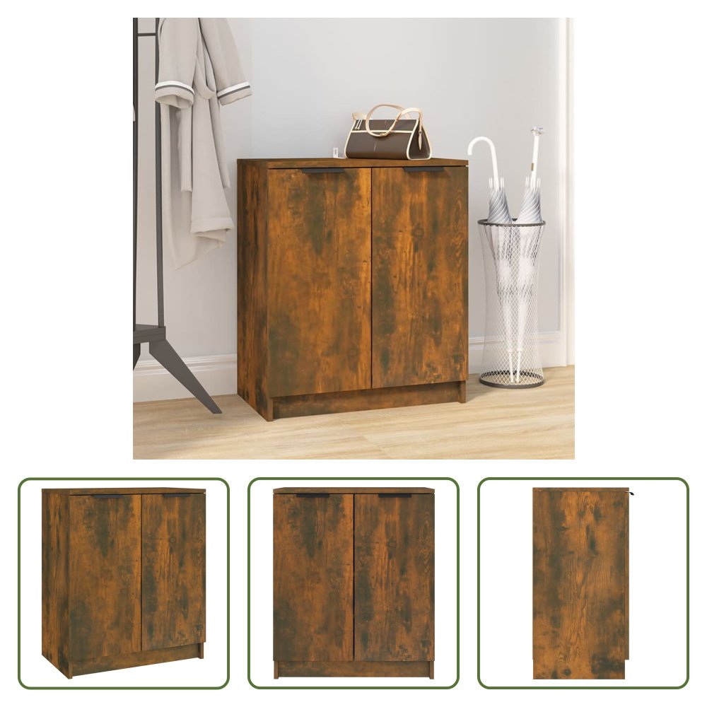 The Living Store Szafka na buty dąb wędzony 59x35x70 cm Materiał drewnopochodny