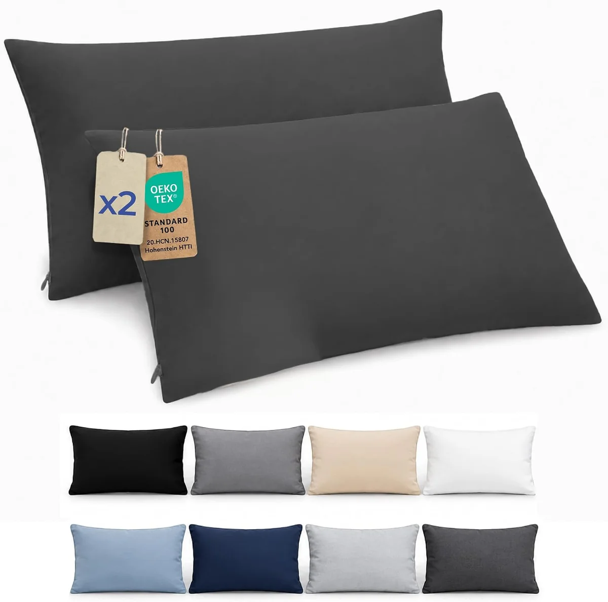 Poszewka na poduszkę 50x70 zestaw 2 sztuk mikrofibra zamek Oeko-Tex