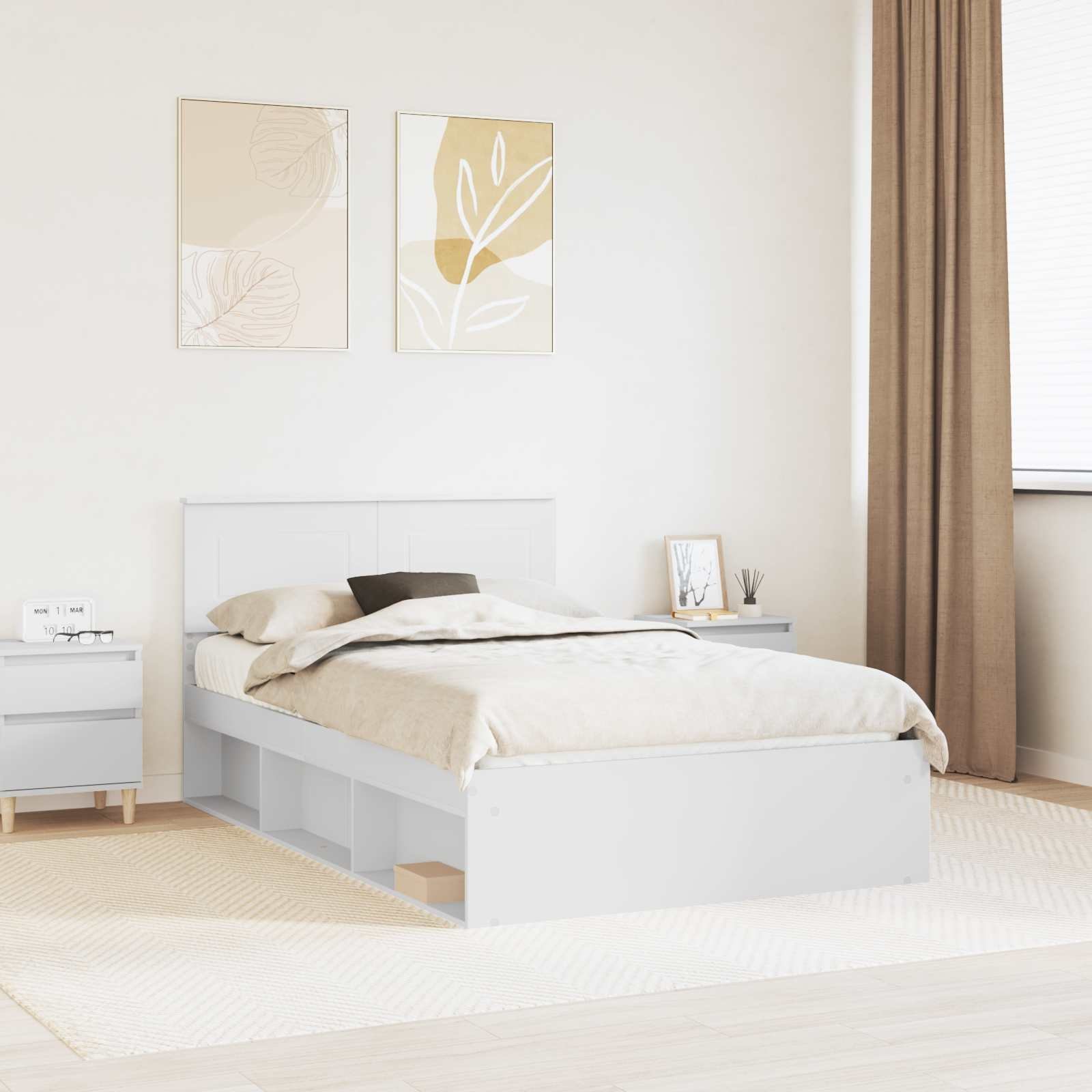 vidaXL Ramka łóżka Biały Materiał z drewna pochodzenia 120 x 190 cm