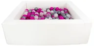 Suche baseny - Kwadratowy suchy basen z ekoskóry z 300 piłeczkami (biały/perłowy, transparentny, różowy, srebrny) - miniaturka - grafika 1