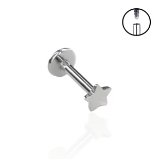 Kolczyk Tytanowy Labret z gwiazdką. 1,2/10/3 - Kolczyki - miniaturka - grafika 1