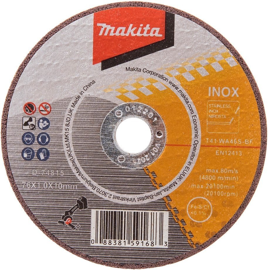 Makita CUTTING WHEEL 76X1.0MM STAINLESS 5PCS