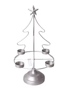 SANTA LILA Świecznik choinka 23,5x11xh38cm srebrna - Świeczniki - miniaturka - grafika 1