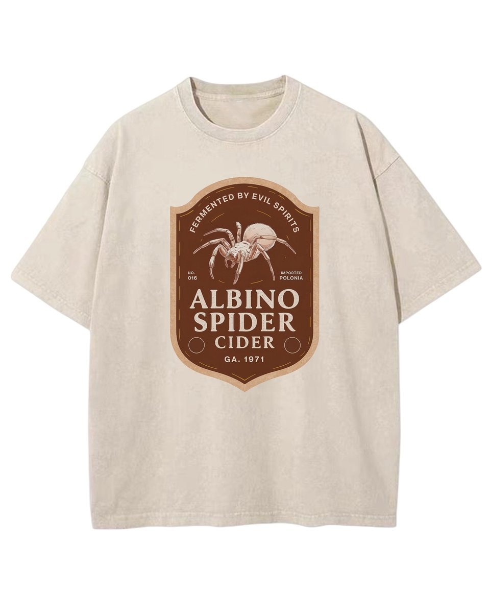 Męska koszulka oversize efekt sprania Akademia Pająka Zwierzęta Beżowa XXL
