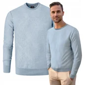 Swetry męskie - Elegancki SWETER Męski BŁĘKITNY Klasyczny Bawełniany IGNACIO XL Pako Jeans - miniaturka - grafika 1