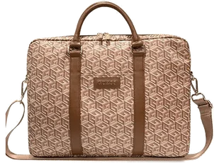 Torba na laptopa GUESS GCube Stripes Brązowy - Torby na laptopy - miniaturka - grafika 1