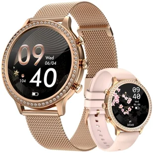 Veltori VT310-1 Złota Bransoleta + Różowy Pasek Silikonowy - Smartwatch - miniaturka - grafika 1