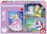 Puzzle - Schmidt Puzzle 3x48 Księżniczka, wróżka, syrenka G3 - - miniaturka - grafika 1