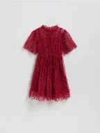 Sukienki i spódniczki dla dziewczynek - Reserved - Tiulowa sukienka z kokardkami - czerwony - miniaturka - grafika 1