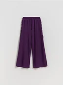 Spodnie i spodenki dla dziewczynek - Reserved - Luźne spodnie z wiązaniem - ciemnofioletowy - miniaturka - grafika 1