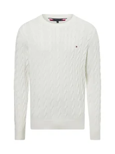 Tommy Hilfiger Męski sweter Mężczyźni drobna dzianina biały jednolity, S - Swetry męskie - miniaturka - grafika 1