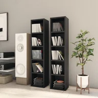 Pudełka i akcesoria na płyty CD - vidaXL Szafki na płyty CD, 2 szt., czarne, 21x16x93,5cm, płyta wiórowa vidaXL - miniaturka - grafika 1
