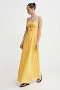 Sukienki - Billabong sukienka z domieszką lnu X It's Now Cool kolor żółty maxi rozkloszowana ABJWD00681 - miniaturka - grafika 1