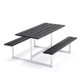 Pozostałe meble ogrodowe - Stół z ławkami SETTLE, 1100 mm, czarny/galwanizowany - miniaturka - grafika 1