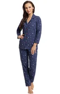 Piżamy damskie - Luna bawełniana piżama damska granatowa w renifery i gwiazdki 613, Kolor granatowy-wzór, Rozmiar M, Luna - Primodo.com - miniaturka - grafika 1