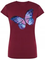 Koszulki i topy damskie - T-Shirt damski modny nadruk kolorowy motyl R.S - miniaturka - grafika 1