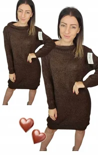 Sukienka Sweterkowa Ciepła Długi Sweter wełna czekolada 42 44 2xl 3xl - Swetry damskie Sukienka Sweterkowa Ciepła Długi Sweter wełna czekolada 42 44 2xl 3xl - Swetry damskie - miniaturka - grafika 1