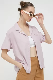 Koszule damskie - Vans koszula x Karina Rozunko damska kolor różowy relaxed z kołnierzykiem klasycznym - grafika 1