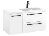 Szafki łazienkowe - Szafka Wisząca Z Umywalką RON 90 cm D Prawa - Biały Mat - Uchwyty Czarne Matowe - miniaturka - grafika 1