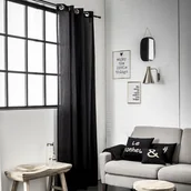Zasłony - Vente-Unique Zasłona VALENTIN  100% bawełna  140 × 240 cm  Kolor czarny ze złotymi oczkami - miniaturka - grafika 1