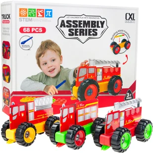 ZESTAW POJAZDÓW STRAŻACKICH KONSTRUKCYJNYCH 3 POJAZDY 68 EL. - Klocki - miniaturka - grafika 1