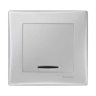 Wyłączniki światła i elektryczne - Schneider Włącznik schodowy z podświetleniem SEDNA aluminium - miniaturka - grafika 1