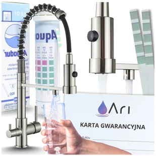 Bateria Kuchenna Trójdrożna z Obrotową Wyciąganą Wylewką Kran Do Kuchni Filtr SOLID SPRING - INOX (SZCZOTKOWANE SREBRO) - Baterie kuchenne Bateria Kuchenna Trójdrożna z Obrotową Wyciąganą Wylewką Kran Do Kuchni Filtr SOLID SPRING - INOX (SZCZOTKOWANE SREBRO) - Baterie kuchenne - miniaturka - grafika 1