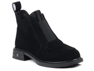 Botki damskie - Botki damskie jesienne skórzane zamszowe ocieplane za kostkę D&A JC42-23-41 - miniaturka - grafika 1