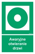 Systemy ekspozycyjne i znaki informacyjne - AC084 AWARYJNE OTWIERANIE DRZWI, FS - FOLIA SAMOPRZYLEPNA FOTOLUMINESCENCYJNA; (350X525MM) - miniaturka - grafika 1