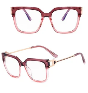 Damskie kwadratowe okulary zerówki do komputera BLUE LIGHT z flexami 25130G - Okulary korekcyjne, oprawki, szkła - miniaturka - grafika 1