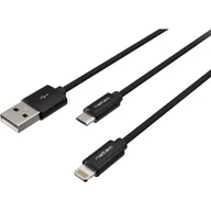 Kable komputerowe i do monitorów - Natec EM Kabel combo usb-a(m)->micro-b(m)+lightning(m) 2.0 1m extreme media - miniaturka - grafika 1