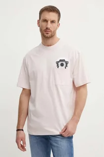 Koszulki męskie - Karl Lagerfeld t-shirt bawełniany Dour Darcel X Karl męski kolor różowy z nadrukiem 542270.755099 - grafika 1