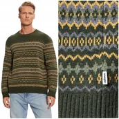 Swetry męskie - Wrangler FAIRISLE SWEATER Verdant Green wełniany ciepły męski sweter S - miniaturka - grafika 1