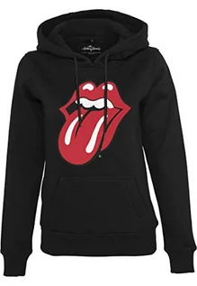 Bluzy damskie - Hoody MERCHCODE Rolling Stones damska bluza z kapturem Tongue z nadrukiem logo Band czarny czarny L MC328 - grafika 1