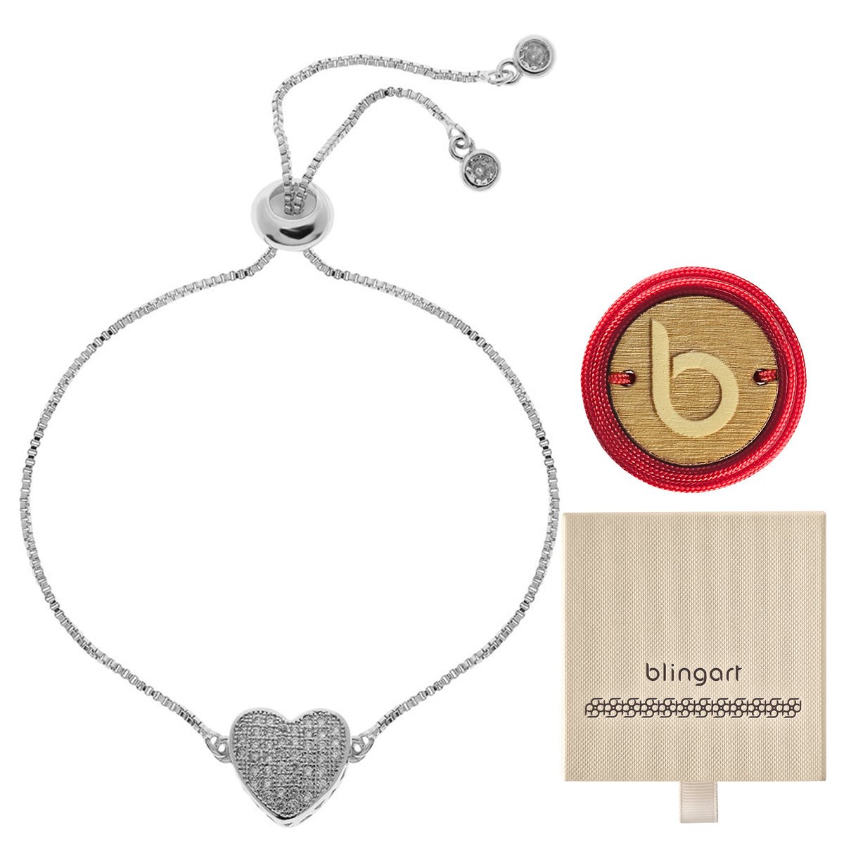 Bransoletka damska serce cyrkonie regulowana prezent BLINGART