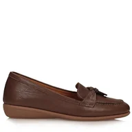 Półbuty damskie - Eleganckie brązowe mokasyny na koturnie Toscanio - 38 - miniaturka - grafika 1