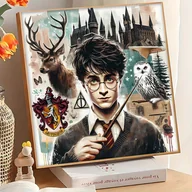 Rękodzieło - TEMU 1 Szt., Bros, WB, Harry Potter, DIY 5D Kit, Kreskówka, Urocze Wzory Dla Początkujących, Pełny Zestaw 5D Painting Do Dekoracji Ściany Domu, - miniaturka - grafika 1