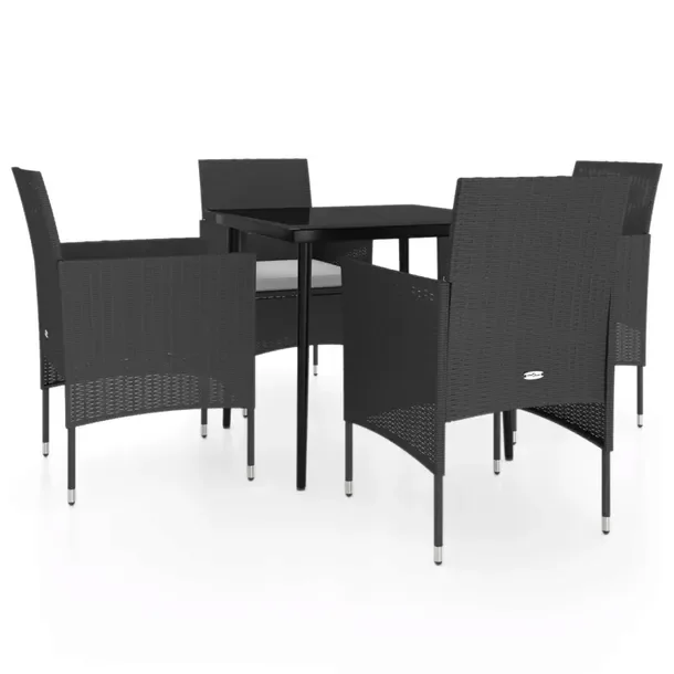 Zestaw mebli ogrodowych czarny - stół 80x80x74 cm, 4 krzesła 53x58x84 cm