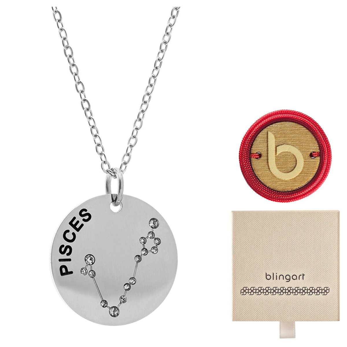 Naszyjnik damski znak zodiaku ryby srebrny stal chirurgiczna BLINGART